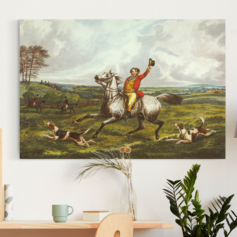 Reproduction d’art sur toile « the English Hunt VI », H 36 po x l 24 po x P 1 po
