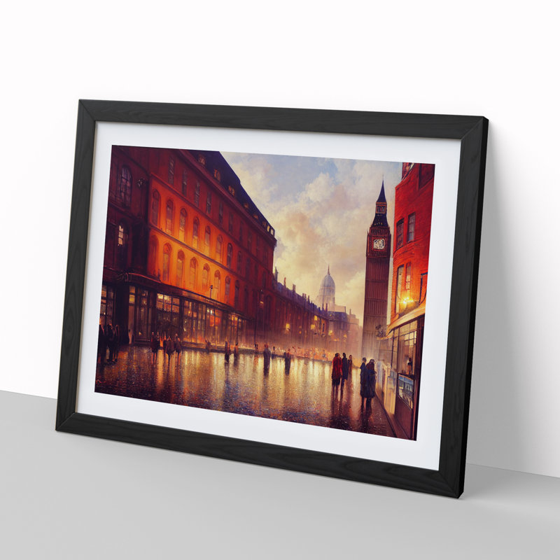 London City - Single Picture Frame Painting, 46cm H x 64cm W x 2cm D, Black
