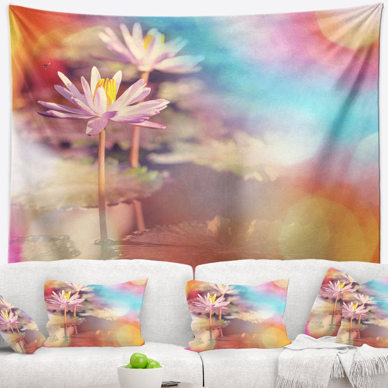 Tapisserie d’arrière-plan floral lotus on abstract, H 50 po x l 60 po