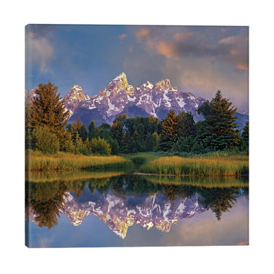 Grand Tetons From Schwabacher Landing, Grand Teton National Park, Wyoming by Tim Fitzharris - Wrapped Canvas Print