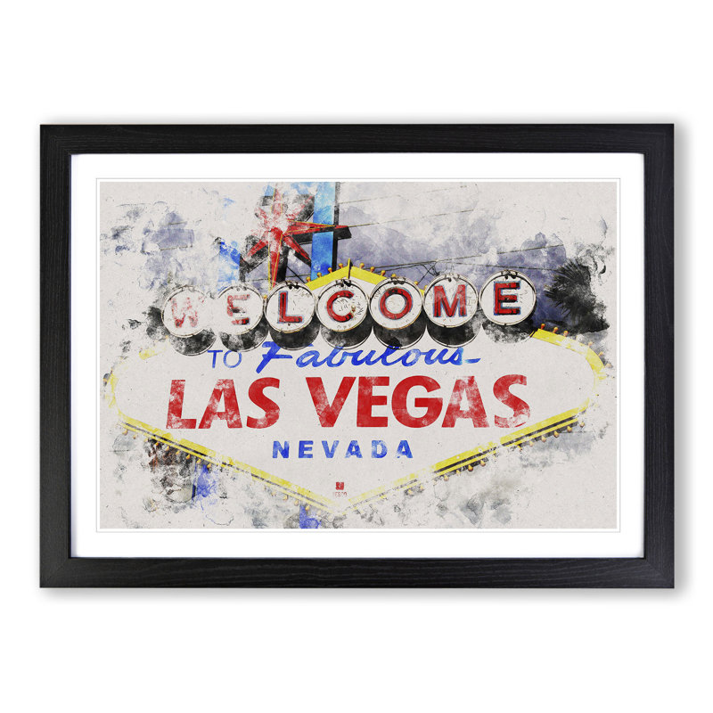 Las Vegas Sign Vol.2 - Picture Frame Graphic Art, 36cm H x 48cm W x 2cm D, Black Framed