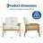 Bohemian Rattan Accent Chair with Wooden Armrests & Legs, Upholstered Reading Lounge Chair for Living Room, Bedroom, Waiting Room