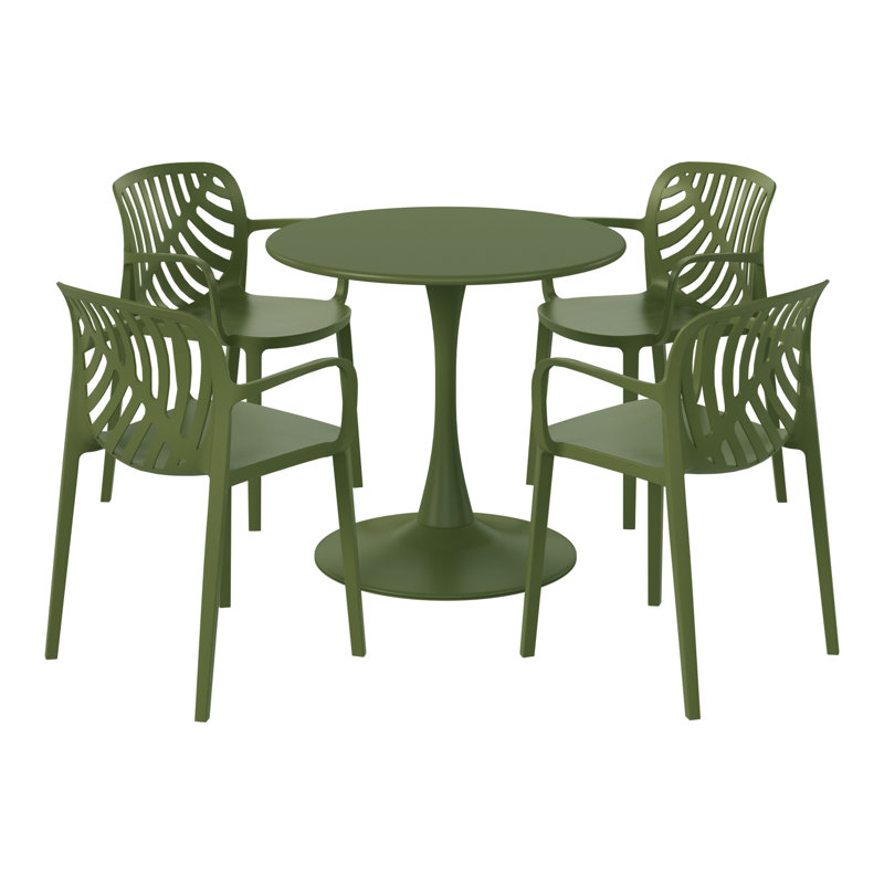 Ensemble repas d'extérieur rond, Vert