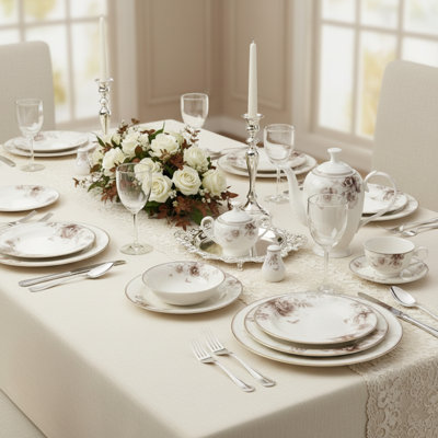  Service de table 57 pièces - Service de porcelaine pour 8 personnes - Cora