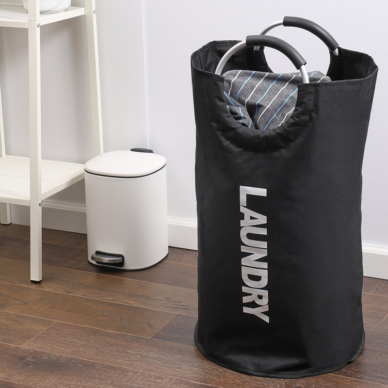 Fabric Laundry Bag with Handles, Black