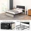 Lit plateforme double / grand tapissier avec tête de lit et 2 tiroirs de rangement gris-1704784475
