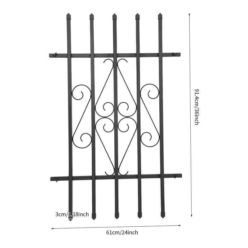 2 Pcs 24*36In Rectangular Black Sturdy Iron Window Guard Window Security Bars