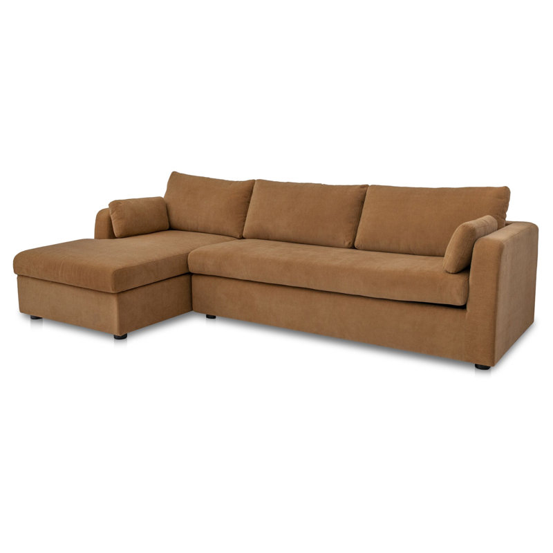 Canapé-lit modulaire avec rangement Burrow Ginger, Polyester brun, Orienté à gauche (vu de face)