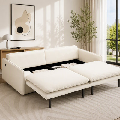 Canapé-lit 4 places avec rangement Cloud, port USB et coussin 2 en 1