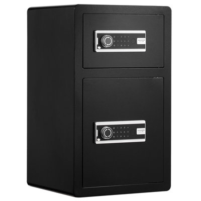 4.5 Cu.ft Double Door Safe Box, Black, Key Lock, Password, High - Quality Alloy Steel, 3mm Plate, 5 Solid Bolts, Dual Alarm, 3 Unlock Methods, Adjustable Shelf, Led For Keeping Cash, Passports,