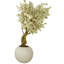 White Cherry Blossom Tree In 30" Matte Beige Globe Planter