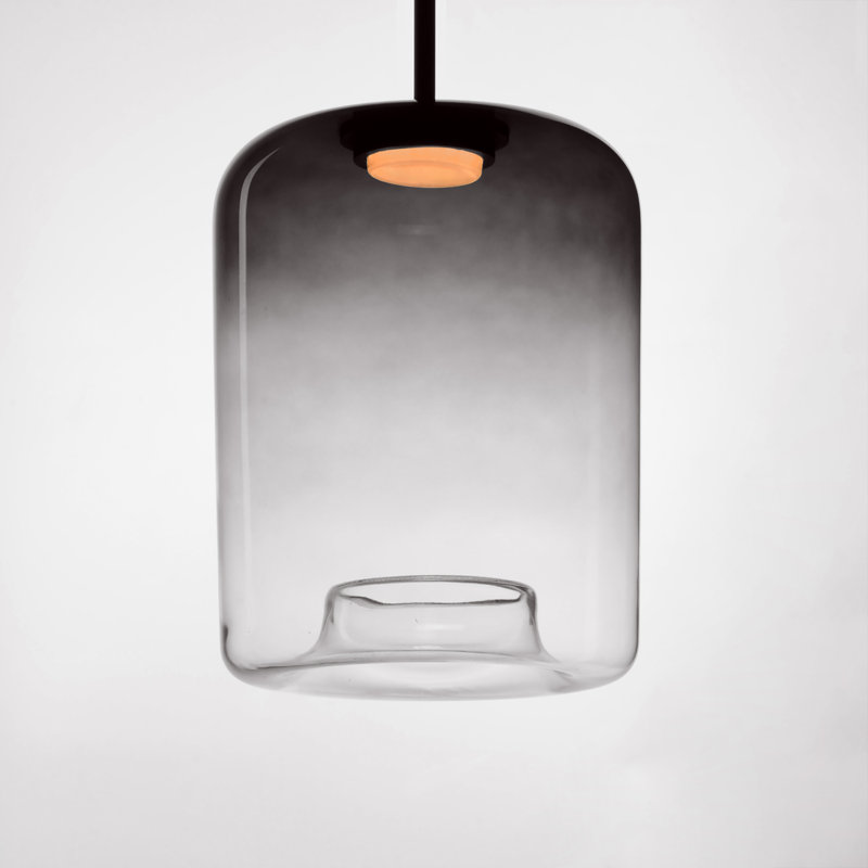 Daysy 1 - Light Matte Black LED Cylinder Pendant, 16" H x 12" W x 12" D