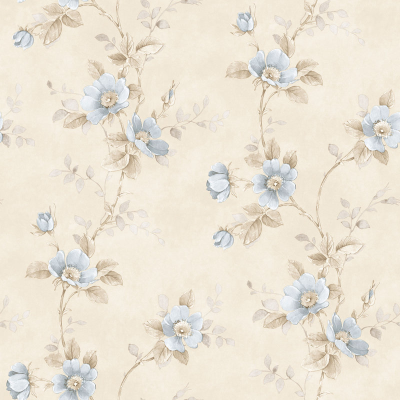 Kaydence 10m x 53cm Matte Wallpaper Roll, Beige/Blue