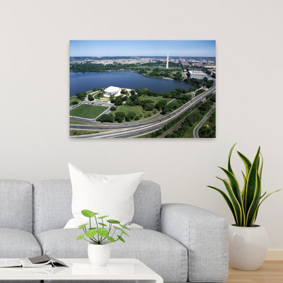 Aerial view of a building near a river Jefferson Memorial Washington DC USA 1 Piece Wrapped Canvas Wall Art