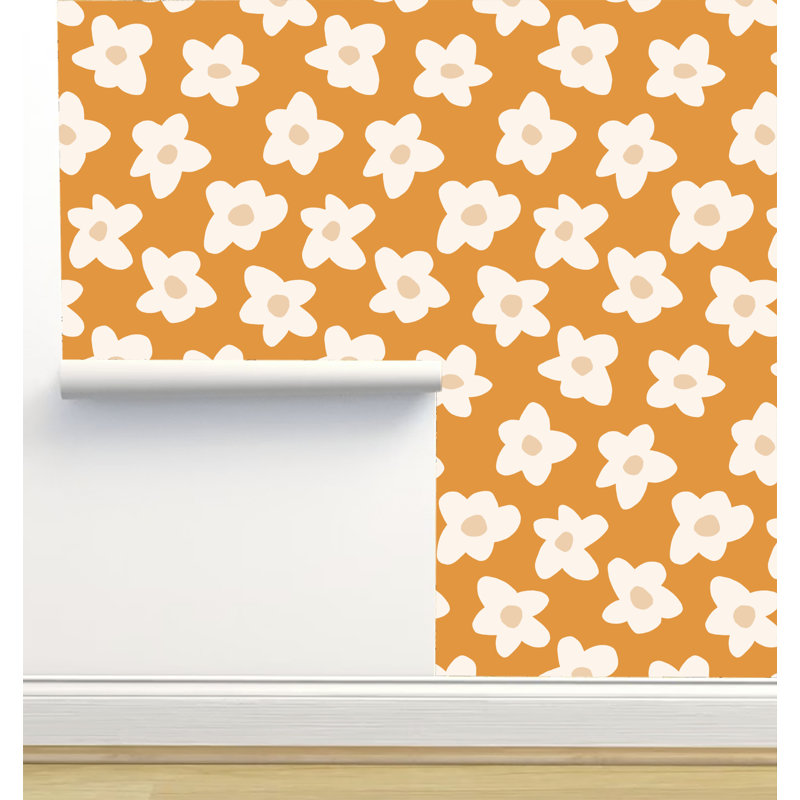 Rouleau de papier peint adhésif L 12 pi x l 2 po Erin Kendal Designs, Boho caramel écossais jaune