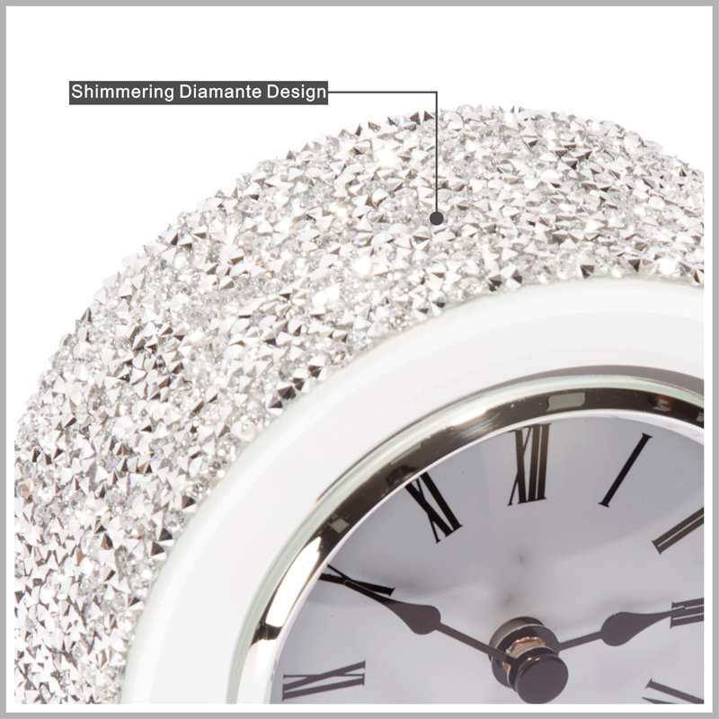 Mirror Glass Crushing Diamond Mantle Clock