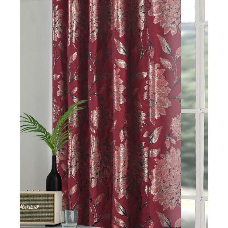 Amridean Fully Lined Eyelet Curtains, 114 W x 229 D cm, Red