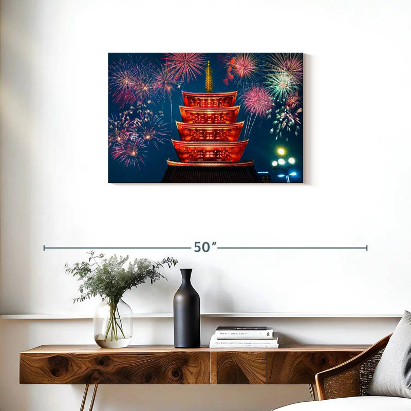 Senso Ji Temple Fireworks, 20" H x 30" W