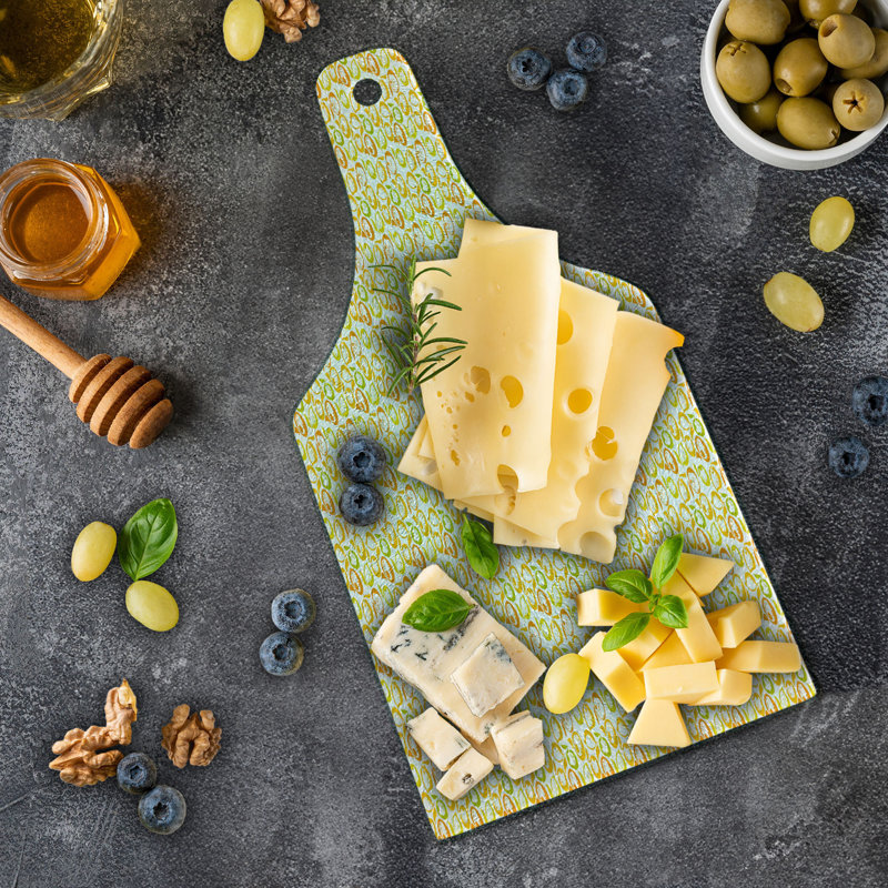 Ambesonne Citrus Tempered Glass Cutting Board Lemons and Oranges Pattern Yellow Green Multicolor