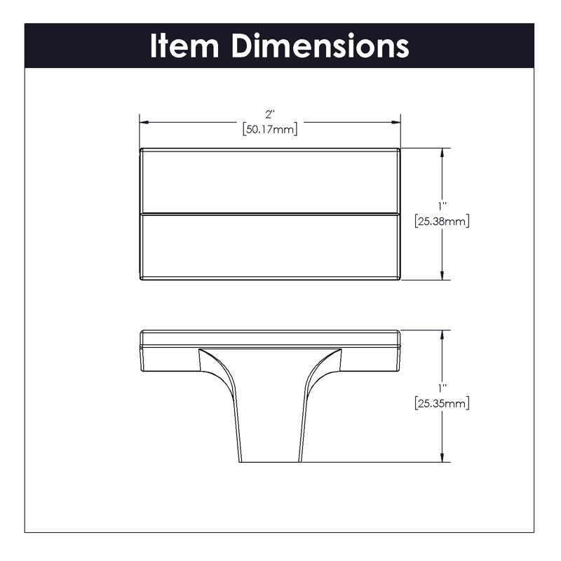 Avenue Rectangular Knob, Brushed Golden Brass