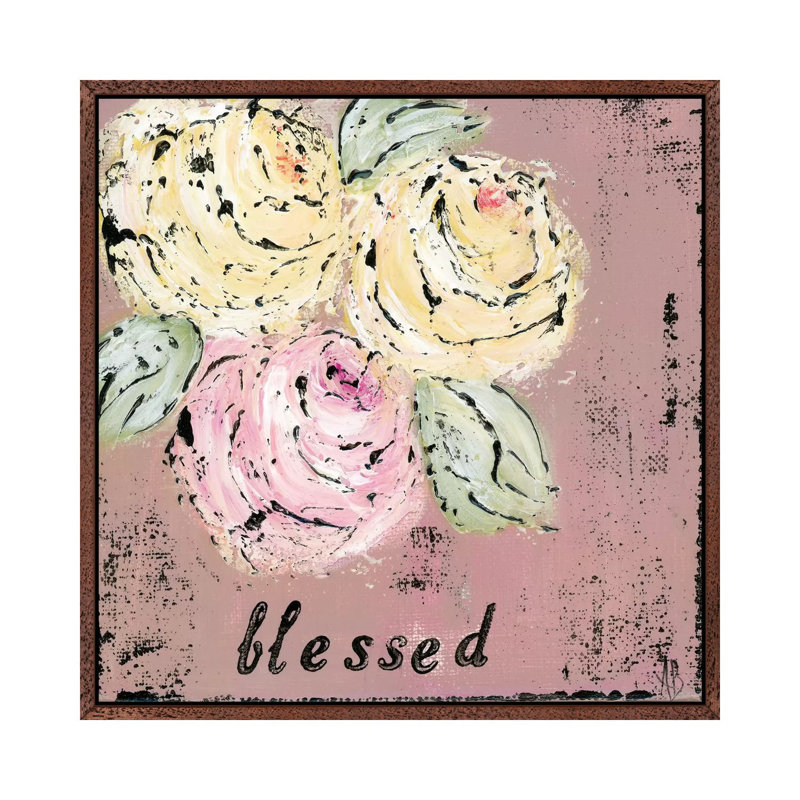 Blessed Floral by Ashley Bradley - Print on Canvas, White Framed, 93.98 cm H x 93.98 cm W