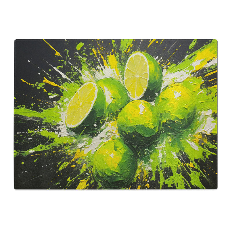 Lime Fruit Action  Glass Chopping Board