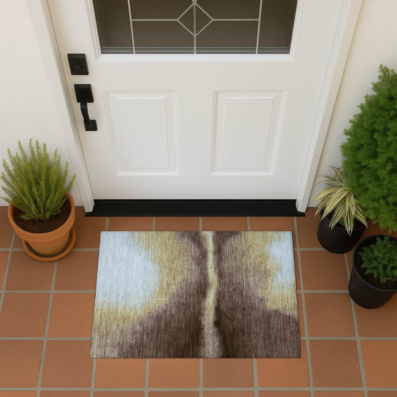 Machine Washable Indoor/Outdoor Lockway ACN2419 Abstract Rug, Rectangle 1'8" x 2'6"