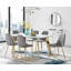 Anders Modern High Gloss Marble Effect Dining Table Set with 6 Luxury Faux Leather Dining Chairs-90277889-91736255