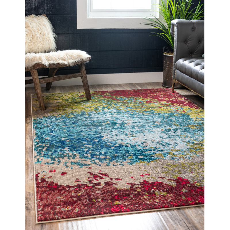 Kalmin Washable Abstract Indoor Rug, Rectangle 10'6" x 16'5"