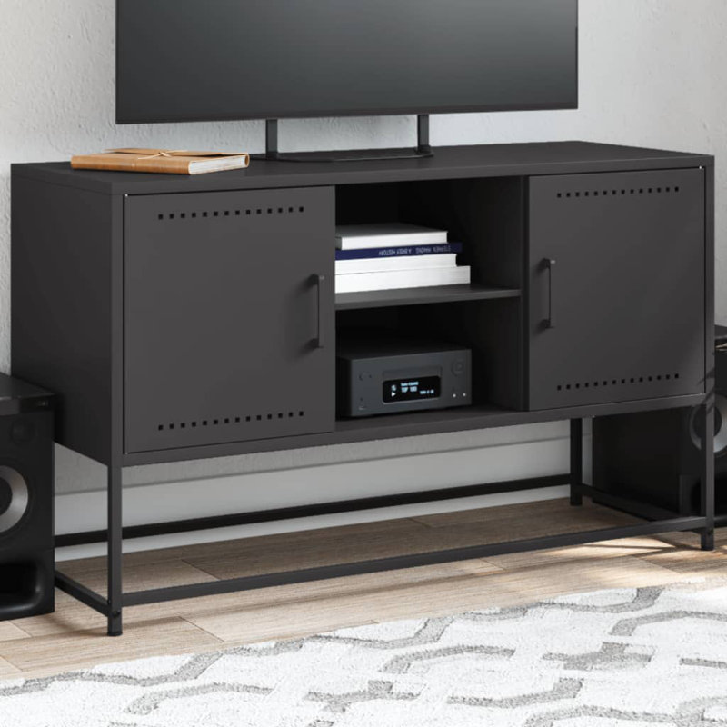 Unfinished Storage Cabinet with Fireplace Included, Black