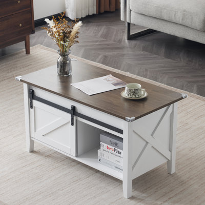 Table basse avec plateau relevable et rangement