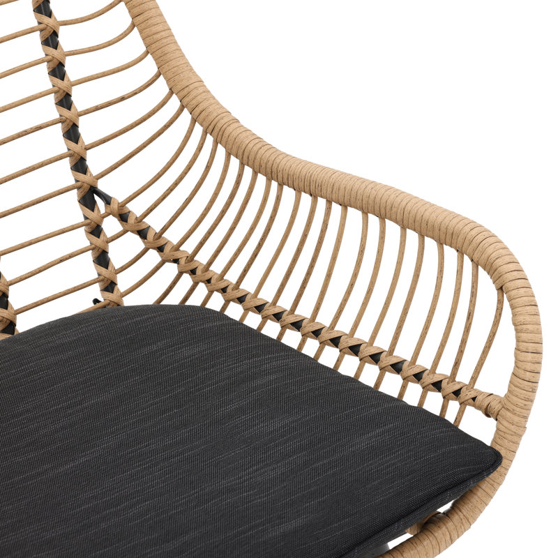 Cuesta Rattan Sofa Seating Group with Cushions, Black, No
