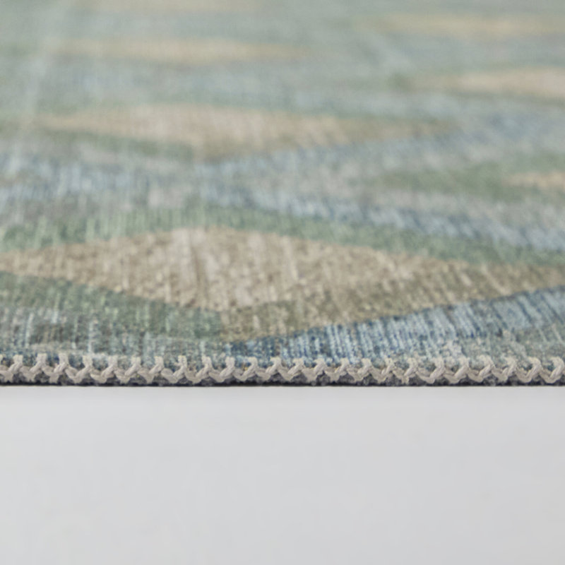 Schnitzer Green/Blue Modern Geometric Area Rug, Rectangle 7'10.5" x 10'0.1"