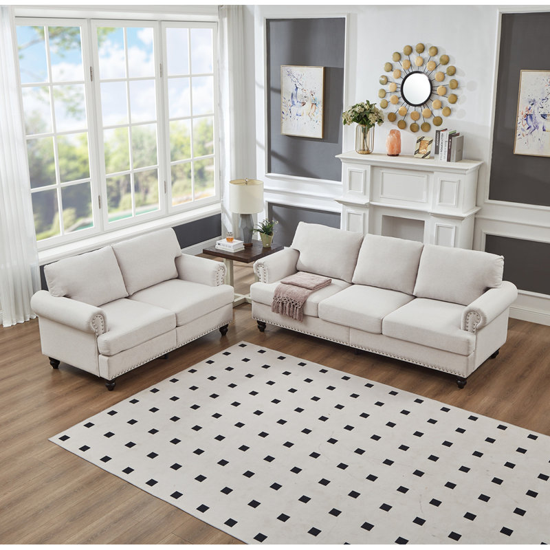 Canapé en tissu 2 + 3 places, Beige