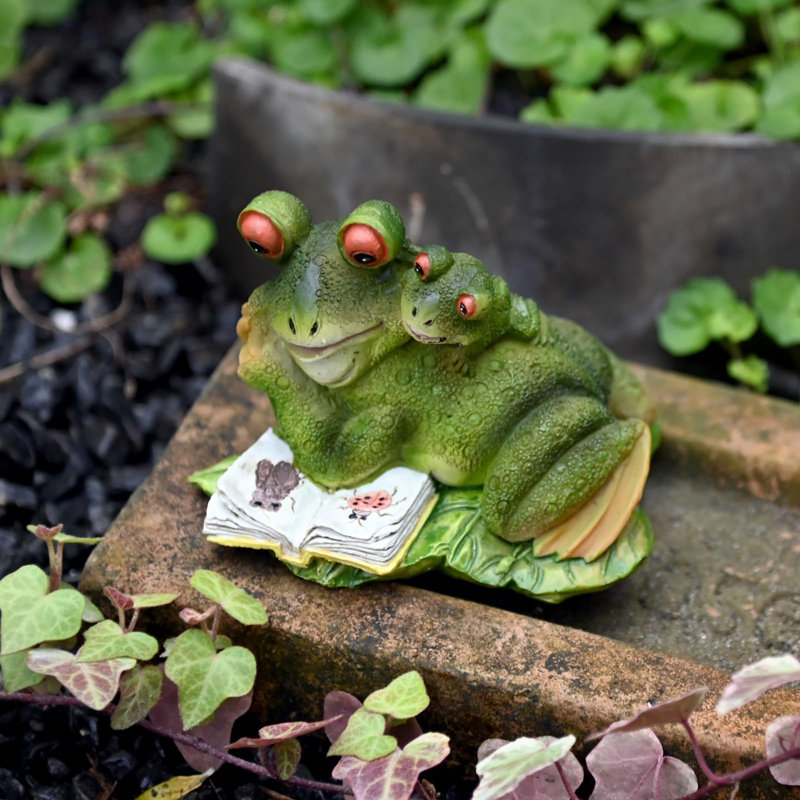 Statue de grenouille de jardin pour la cour extérieure et la sculpture de jardin en résine - lecture