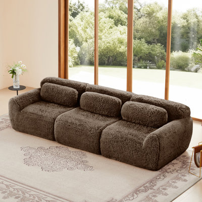 Soft And Fluffy Plush Fabric 36D High Density Sponge Ergonomic Design Sectional