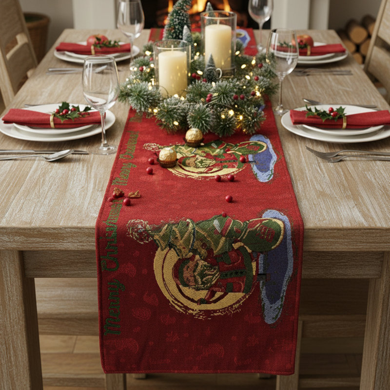 Schwartz Santa Clause Table Runner, 13" W x 48" L