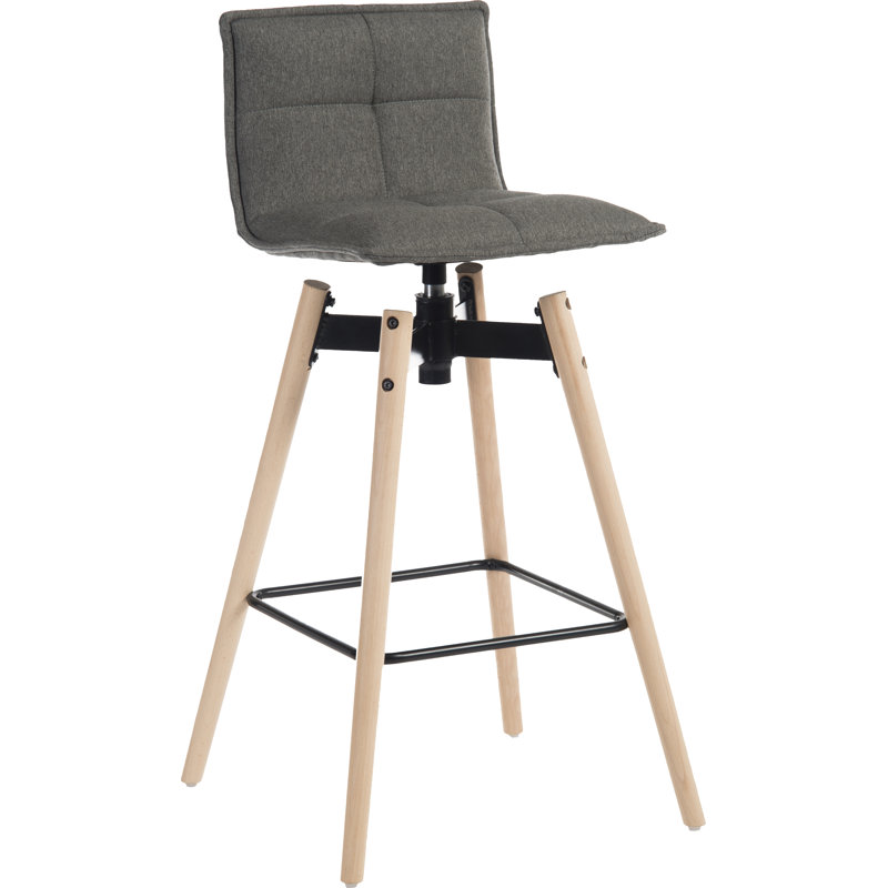 Jerri Swivel Upholstered Counter Stool with Solid Wood Frame, Beige/Grey