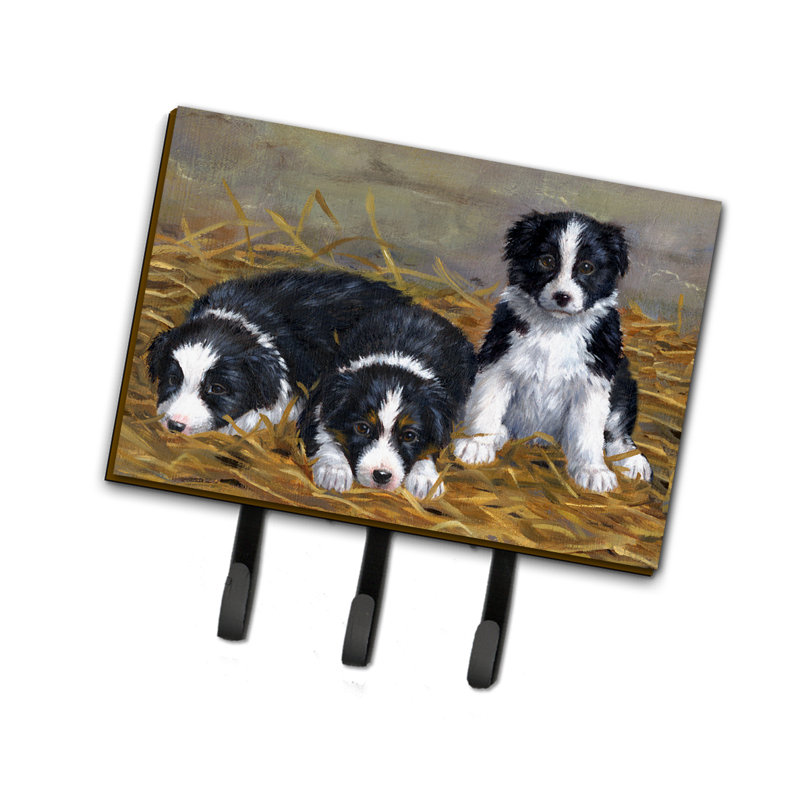 Porte-clés mural avec crochets Border Collie Puppies
