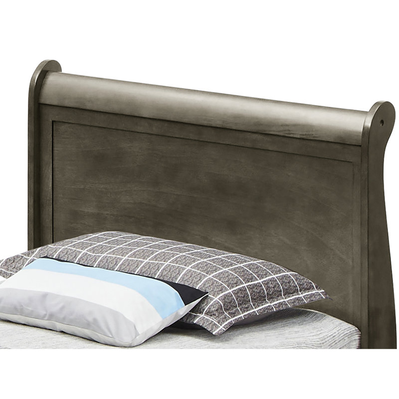 Lit simple avec rangement gris élégant et fonctionnel intégré pour une pièce