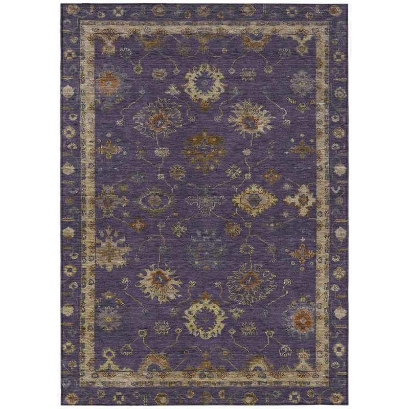Machine Washable Indoor/Outdoor Xhevrie Eggplant Rug, Rectangle 3' x 5'