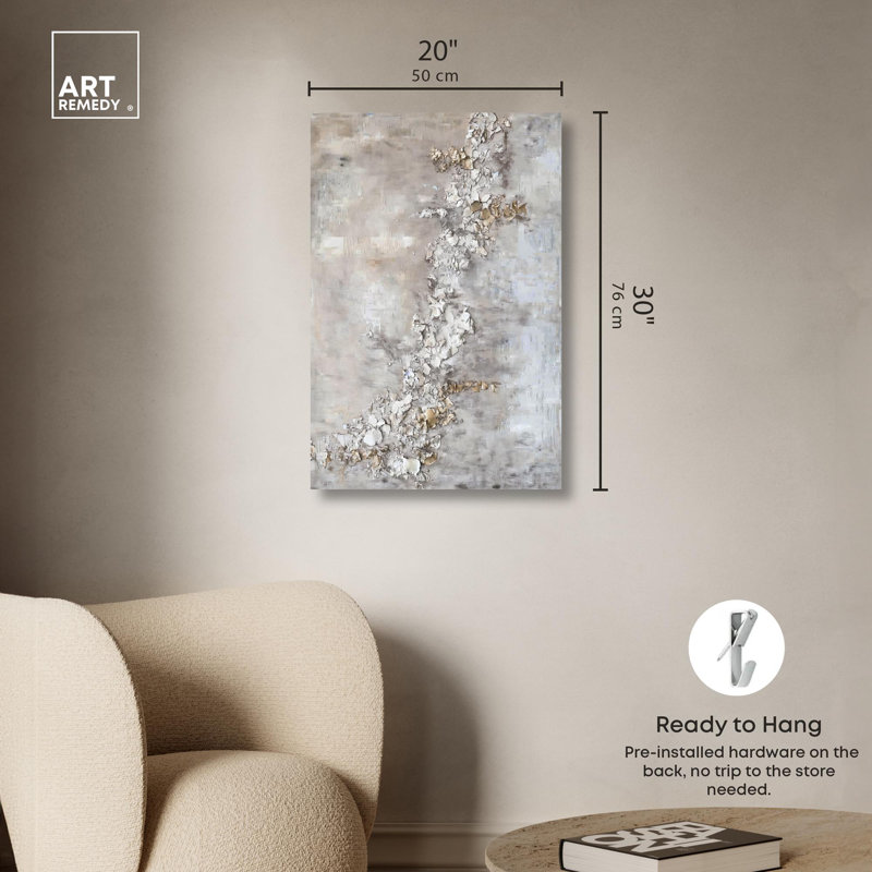 Elegant Gold and Rust Abstract Canvas Art, 30" x 20"