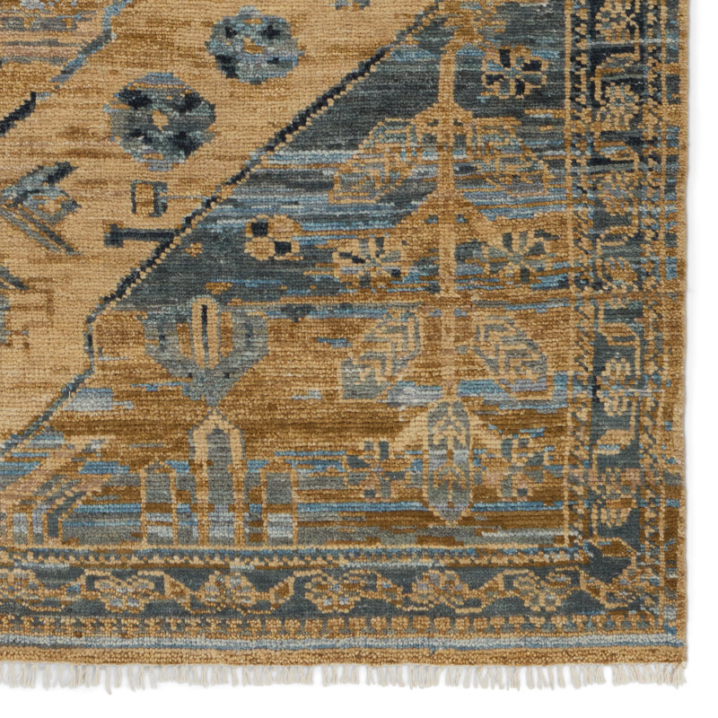 Jaipur Living Fontane JIN06 Handknotted Stripes Tan and Blue Area Rug (6'x9'), Rectangle 8' x 10'