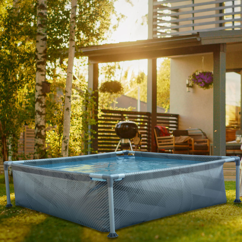 JLeisure Square Kiddie Pool, 4' L x 4' W x 1.08" H, Gray