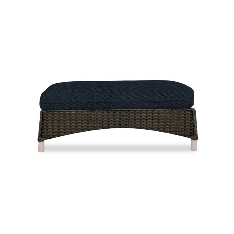 Mandalay Outdoor Ottoman, Sandberg Navy, Hickory