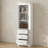 70" White Freestanding Storage Cabinet With 3 Drawers For Bathroom/office