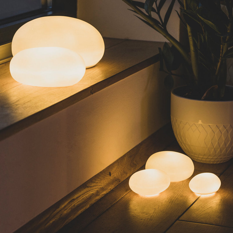 Light Pebbles - Set of 3 - Matte Porcelain with LED Light