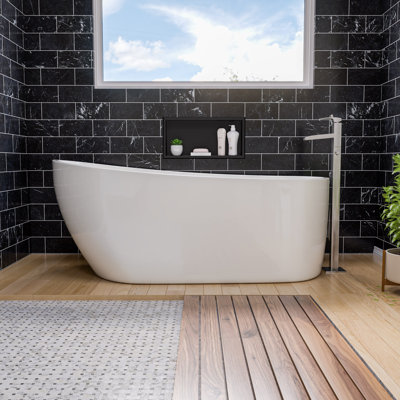 68 " L x 30.5 " W Freestanding Soaking Acrylic Bathtub
