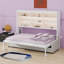 Lit escamotable horizontal avec canapé, lumière DEL et tablettes-118027533