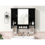 Armoire de rangement murale moderne 35 po x 28 po, armoire de salle de bain murale avec miroir, armoire à pharmacie avec barre à serviettes